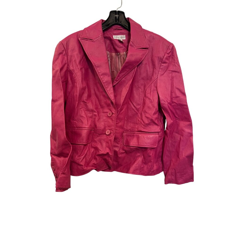 Vintage Worthington Womens Pink Faux Leather Blazer Jacket XL